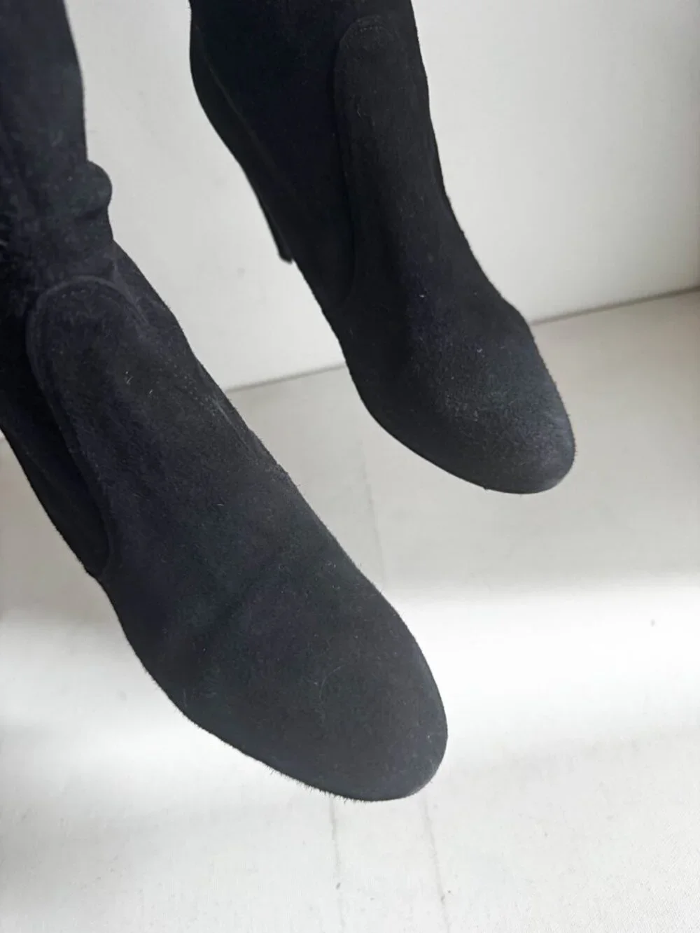 Stuart Weitzman Black Suede Sock Over the Knee Boots